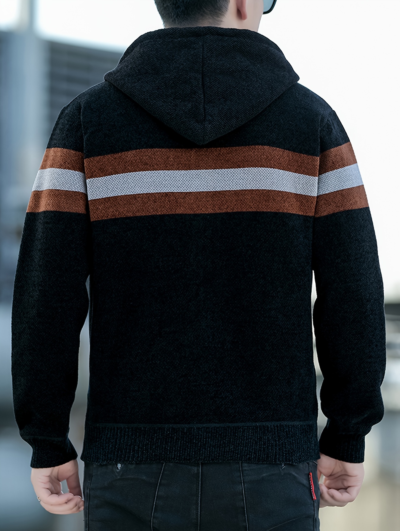 Men S Casual Knit Polyester Hooded Sweater, Long Sleeve Zip-Up Jacket, Regular Fit, with and Design, for Travel, Fishing, Golf, Daily details 21