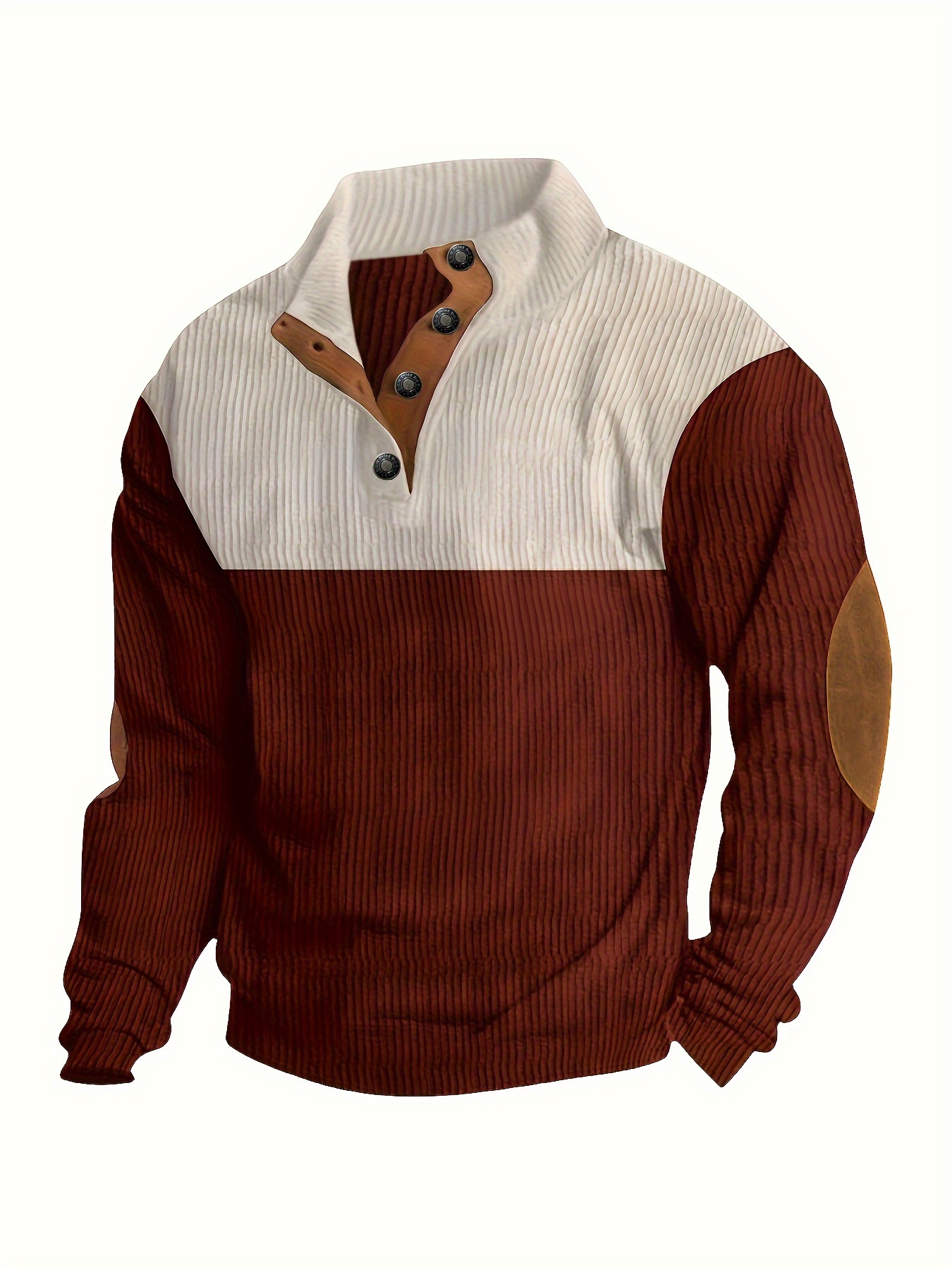 retro color block knitted ribbed sweater mens casual warm stretch stand collar pullover sweater for men old money style details 5