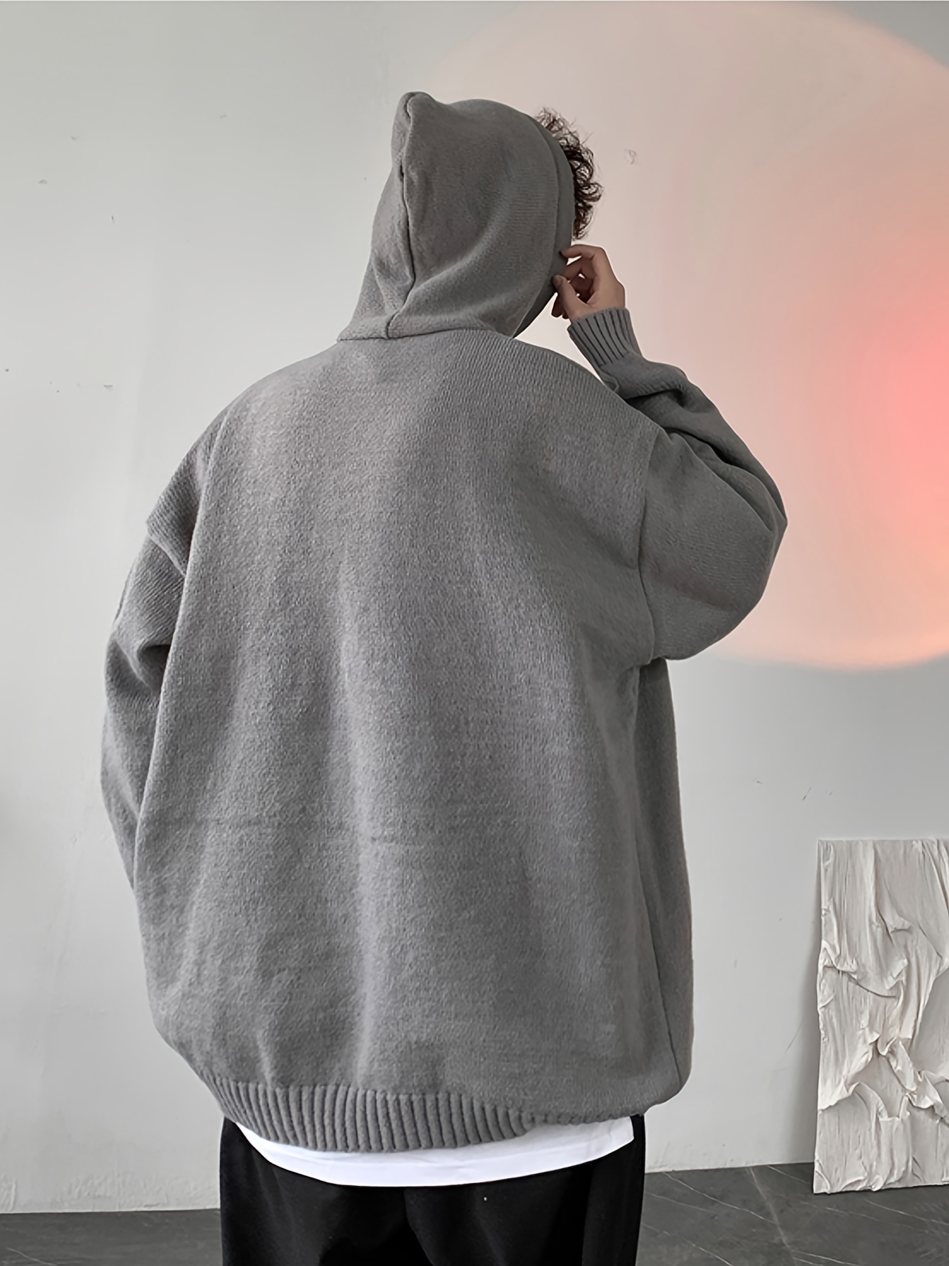 songxier mens casual hooded sweater cozy knit pullover with kangaroo pocket solid for details 1