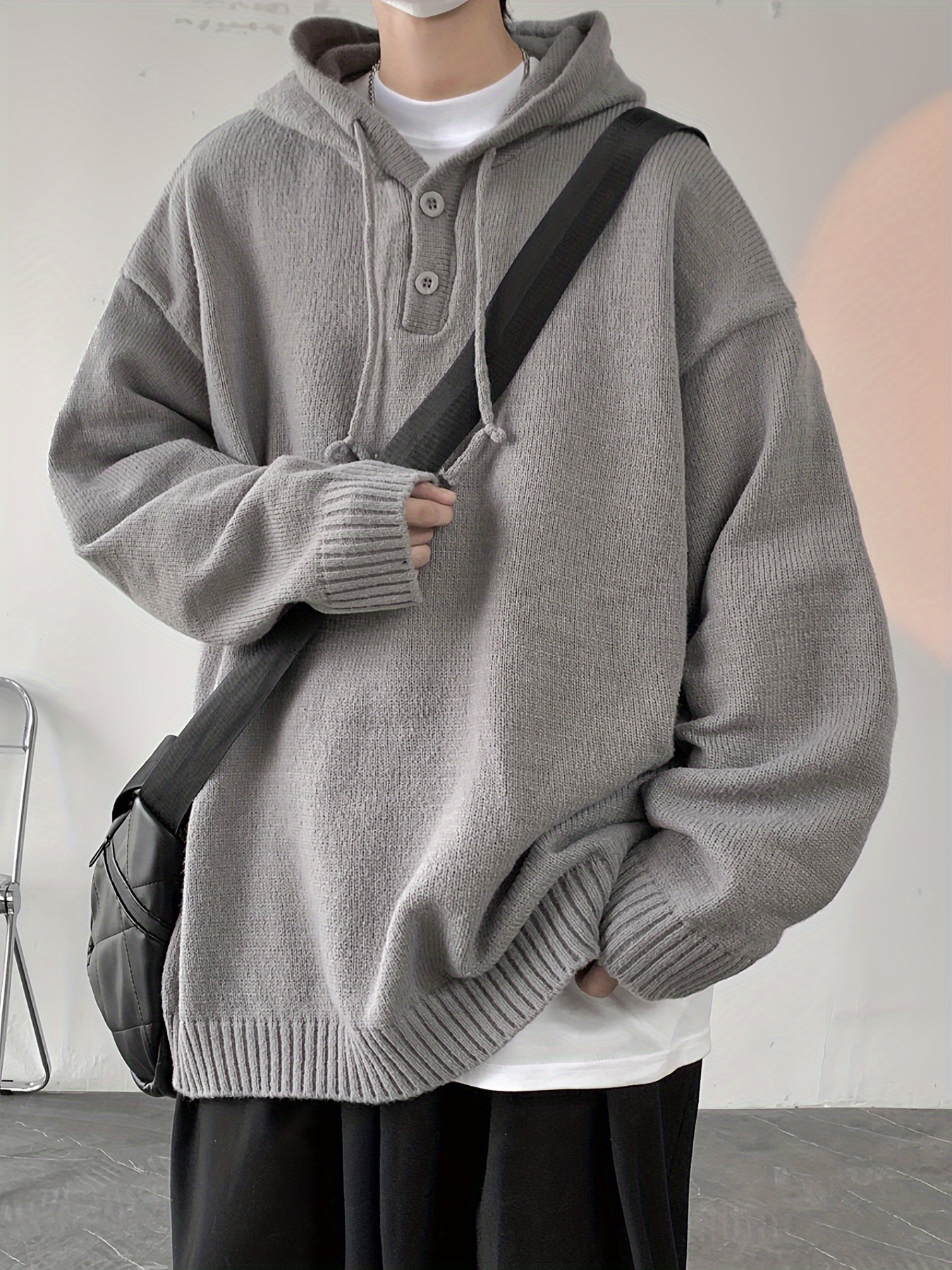 songxier mens casual hooded sweater cozy knit pullover with kangaroo pocket solid for details 4