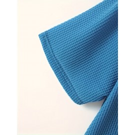 Vibrant Solid Color Waffle Knit Crew Neck T-shirt - Soft, Ultra-Casual, and Exceptionally Comfy Active Top for Men - Perfect for Summer Outdoor Adventures, Sports, and Everyday Wear