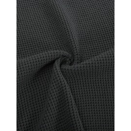 Men Waffle Textured Sweater Long Raglan Sleeve Crew Neck Ribbed Cuff Pullover