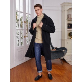 Men's Slim Fit Turtleneck Sweater - Casual Solid Color Knit Pullover for Fall/Winter, Polyester Blend, Best for Christmas