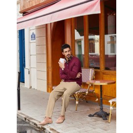 Men'S Casual Chino Pants, Rayon Blend, Non-Stretch, Solid Color, Regular Fit, with Button Detail, for All-Season Woven Flat Front Drawstring Trousers