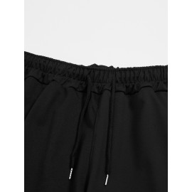 1pc Men'S Casual Polyester Shorts with Elastic Snake Print, Knitted Summer Beachwear, Regular Fit Trendy Outerwear