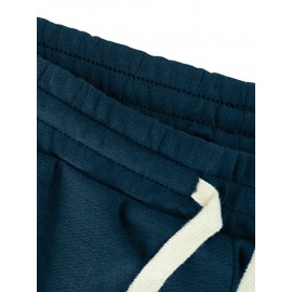 1pc Halloween Pumpkin Smile Print Men'S Casual Cotton Blend Shorts, Slight Stretch Knit Fabric, Regular Fit Sports Shorts